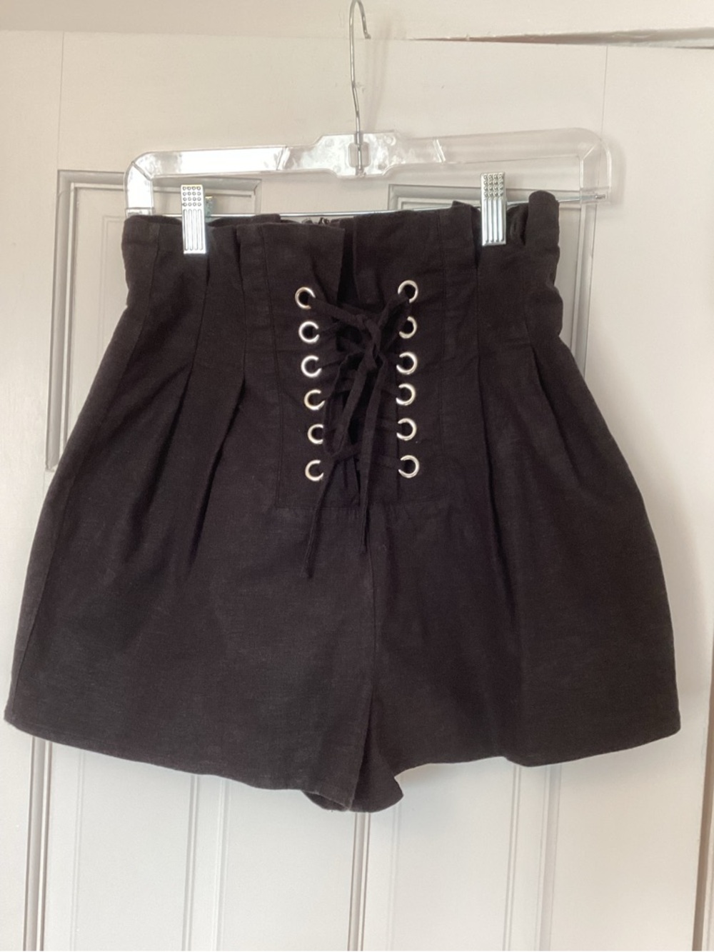 Lovers + Friends Black High-Waist Lace-Up Shorts